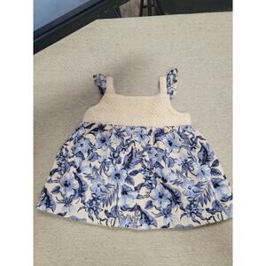 TOMMY BAHAMA Boho Crocheted Dress with Liner Cream & Shades of Blue Sz 12m 0251